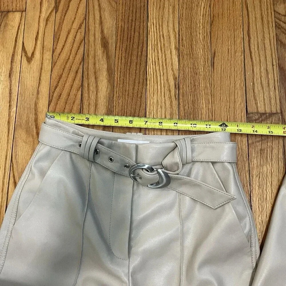 Jonathan Simkhai NWT Pauline Vegan Leather Belted Crop Pant in Moonstone Size 0 - Picture 11 of 12